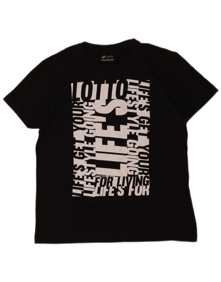 LOTTO Herren-T-Shirt mit Grafik, Größe S, schwarze Baumwolle