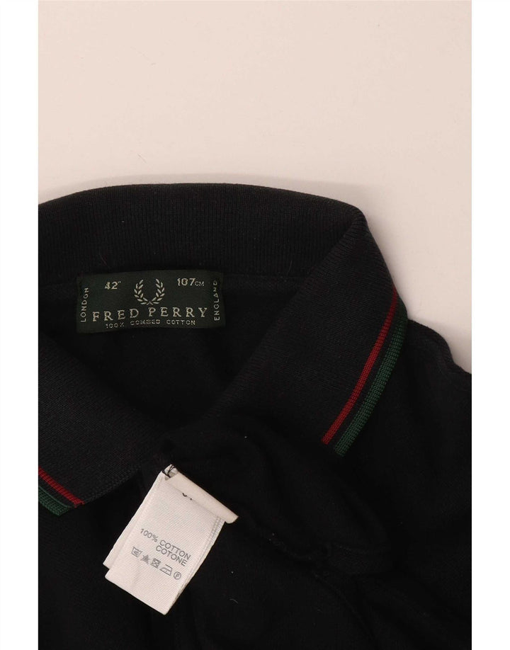Fred Perry Herren-Poloshirt, mittelschwarz, gestreift, Baumwolle