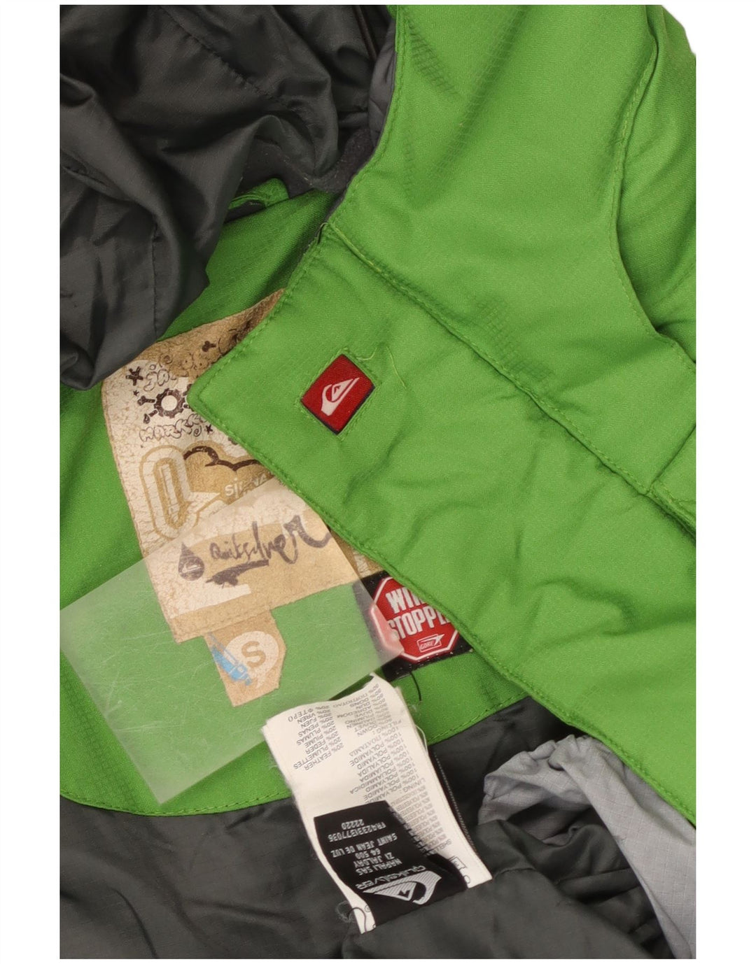 Quiksilver wattierte Herrenjacke mit Kapuze, UK 36, Größe S, mehrfarbig, Farbblock