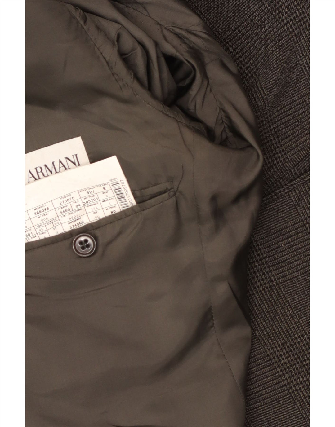 Armani Herren-Blazer mit 2 Knöpfen, IT 52, großes graues Hahnentritt-Polyester