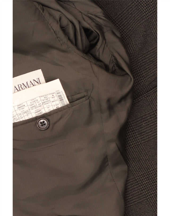 Armani Herren-Blazer mit 2 Knöpfen, IT 52, großes graues Hahnentritt-Polyester