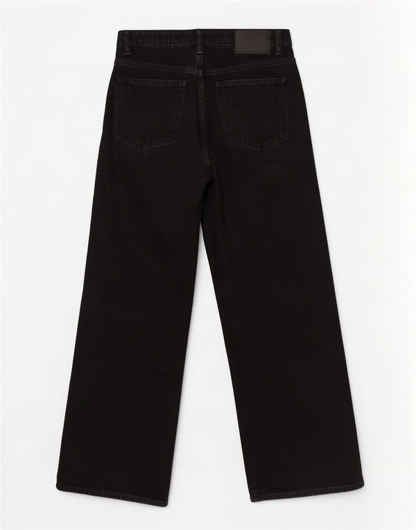 Zara Damen High Rise Wide Leg Jeans EU 36 XS W26 L25 Schwarze Baumwolle