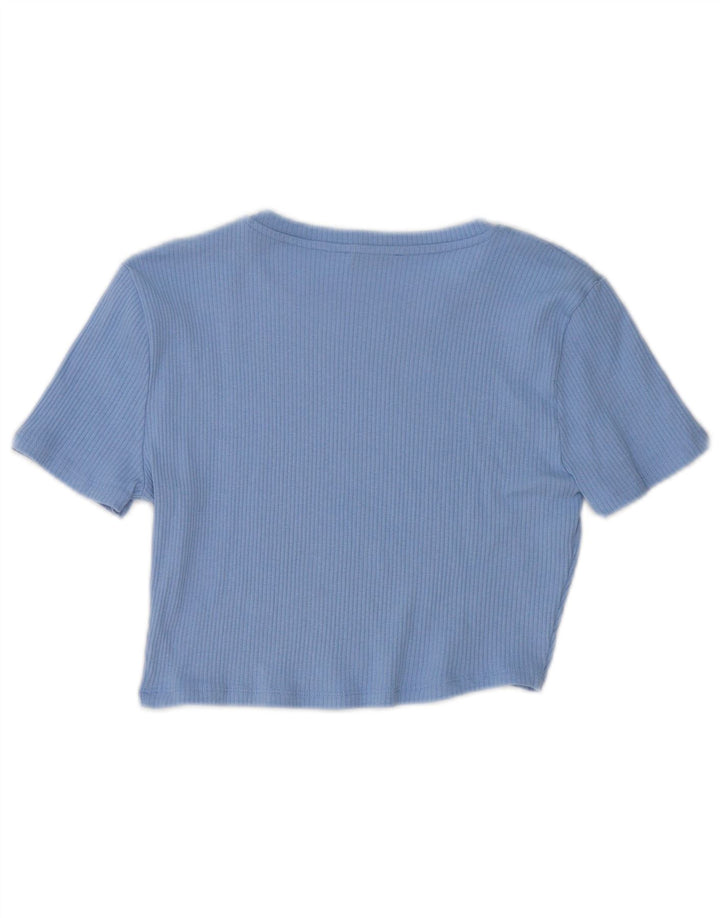 ZARA Damen Crop T-Shirt Top UK 14 Large Blau