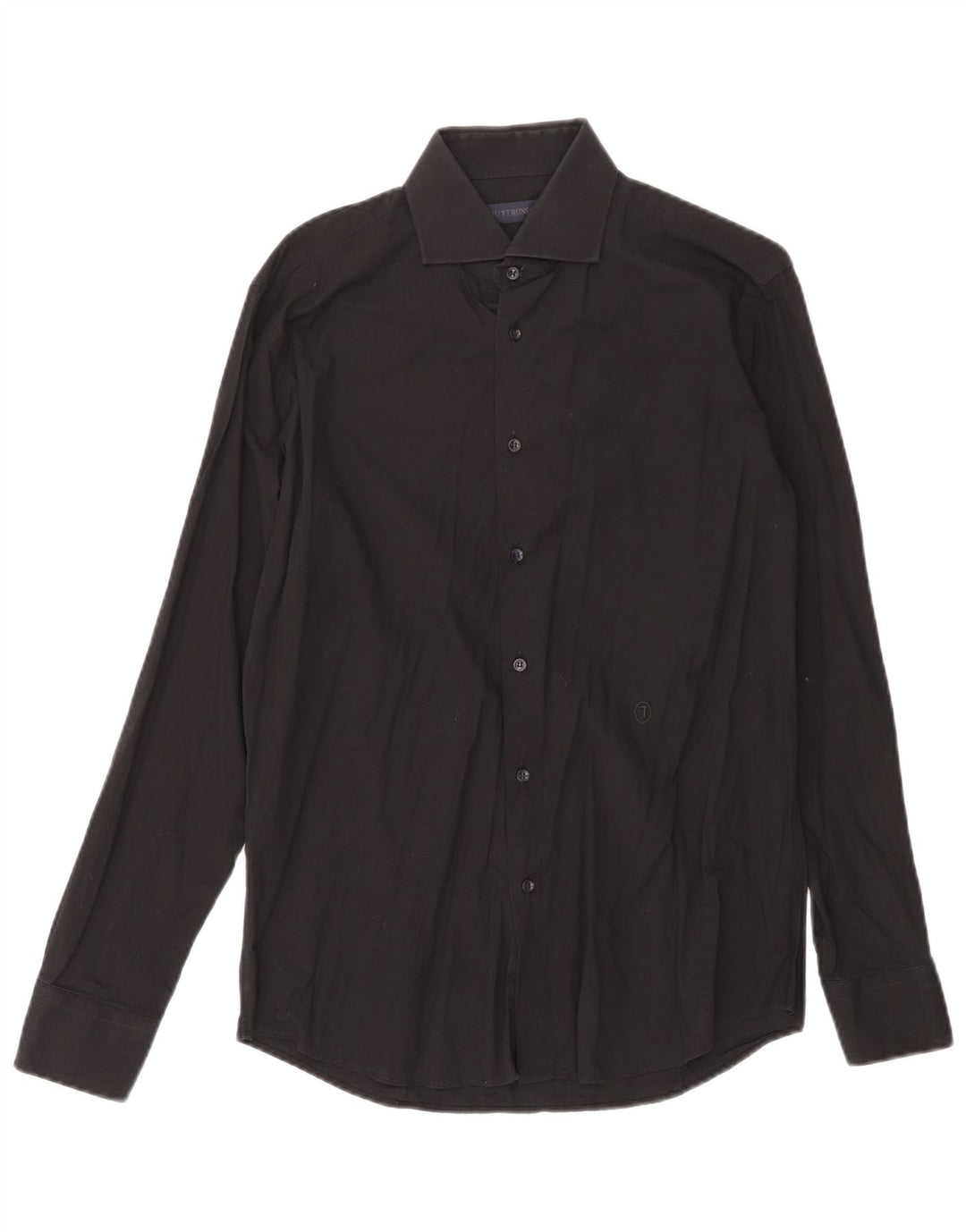 Trussardi Herrenhemd Größe 39 15 1/2 Mittelschwarze Baumwolle