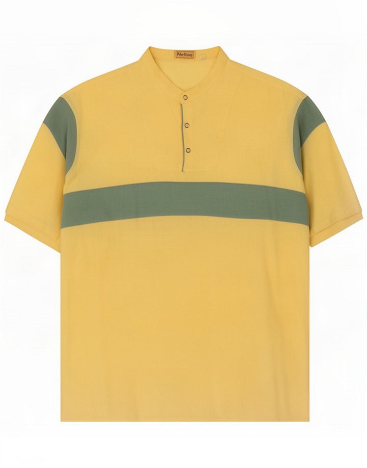 Peter Doney Herren Pullover Shirt Größe 40 15 3/4 Mittelgelb Farbblock