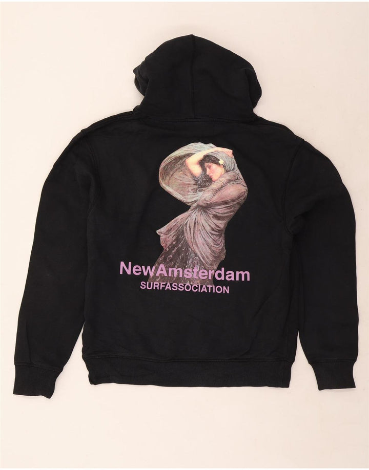 Vintage-Herren-Kapuzenpullover mit Grafik, mittlere schwarze Baumwolle