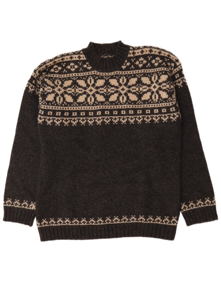 Cottonfield Herren-Pullover mit Rollkragen, XL, graue Fair-Isle-Wolle