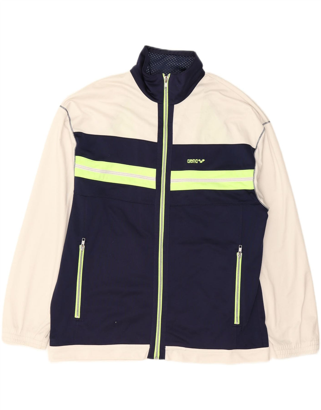 ARENA Mens Tracksuit Top Jacket Large Navy Blue Colourblock Vintage Arena and Second-Hand Arena from Messina Hembry 