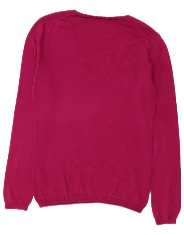 Lacoste Damen-Pullover mit V-Ausschnitt, Größe 34, kleine rosa Baumwolle