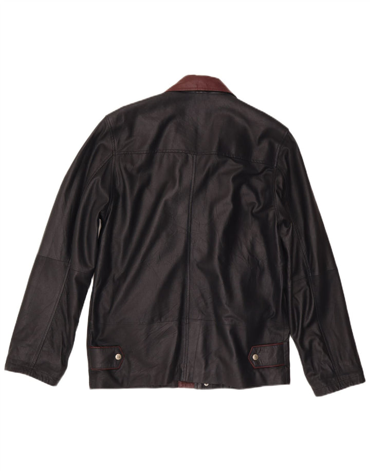Mondial Herren-Lederjacke IT 48 Small aus schwarzem Colourblock-Leder
