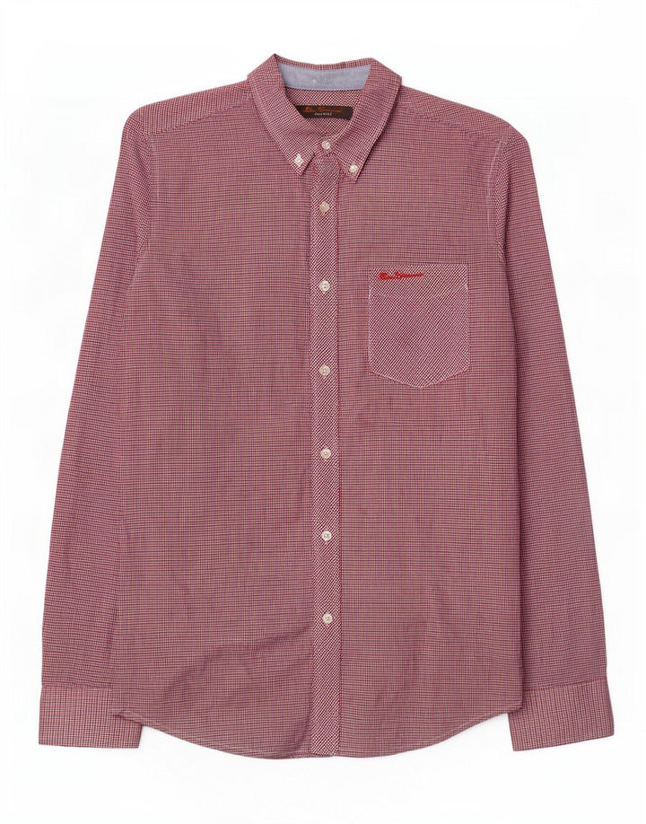 Ben Sherman Herrenhemd, klein, rot, Gingham-Baumwolle