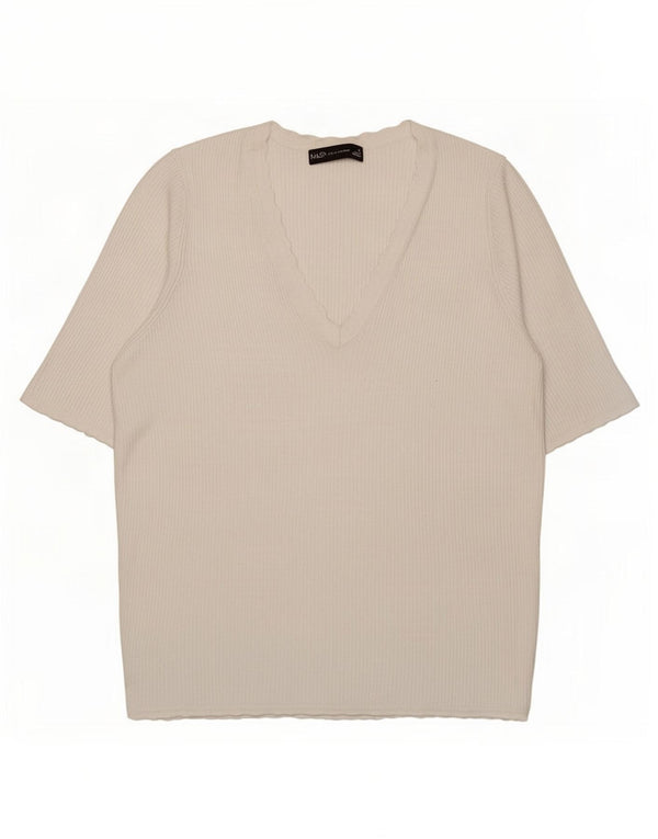 Marks & Spencer Damen T-Shirt Top UK 14 Large Weiße Viskose
