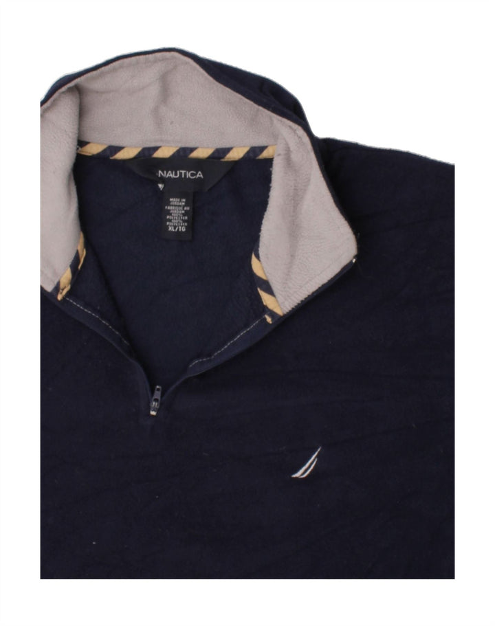 NAUTICA Mens Zip Neck Sweatshirt Jumper XL Navy Blue Polyester Vintage Nautica and Second-Hand Nautica from Messina Hembry 