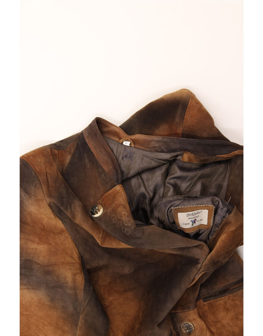 VINTAGE Herren 3-Knopf-Blazerjacke IT 48 Mittelbraunes Batikleder