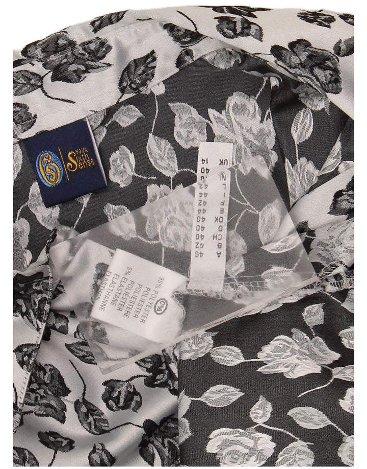 Your Sixth Sense Damen-Hemd, UK 14, großes, weißes, geblümtes Polyester