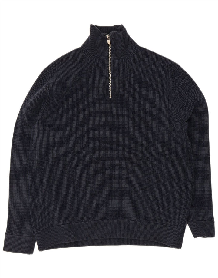 Marks & Spencer Herren-Pullover mit Reißverschluss am Hals, XL, Marineblau, Polyester