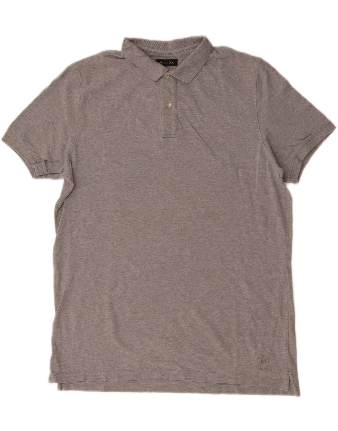 Massimo Dutti Herren-Poloshirt, groß, grau gesprenkelte Baumwolle