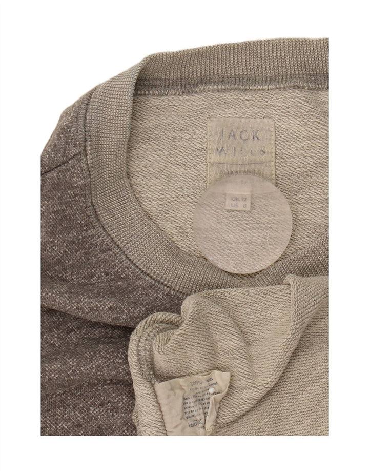 Jack Wills Damen-Sweatshirt-Pullover UK 12 Mittelgrau gefleckte Baumwolle