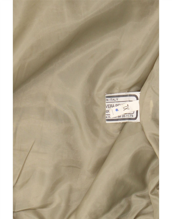 Vintage Damen Bomber Lederjacke UK 18 XL Khaki Leder