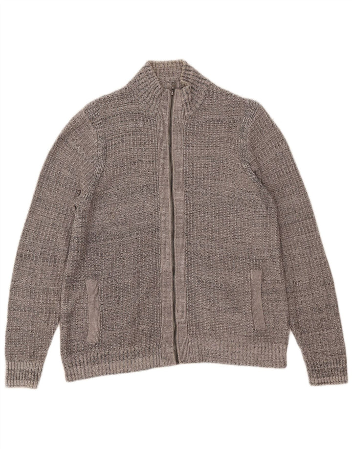 Marks & Spencer Herren-Pullover mit Reißverschluss, UK 38/40, Mittelgrau meliert