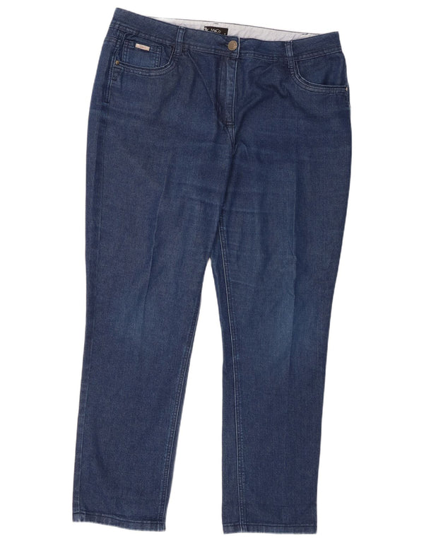 M&Co Damen High Waist Tapered Jeans UK 18 XL W38 L30 Blaue Baumwolle