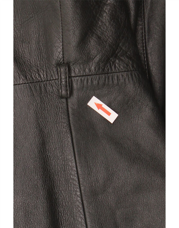 Vintage Damen Ledermantel UK 10 Small Schwarz