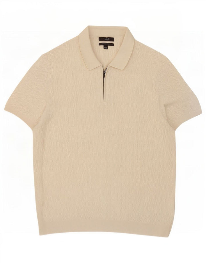 Marks & Spencer Herren-Poloshirt XL, weiße Baumwolle