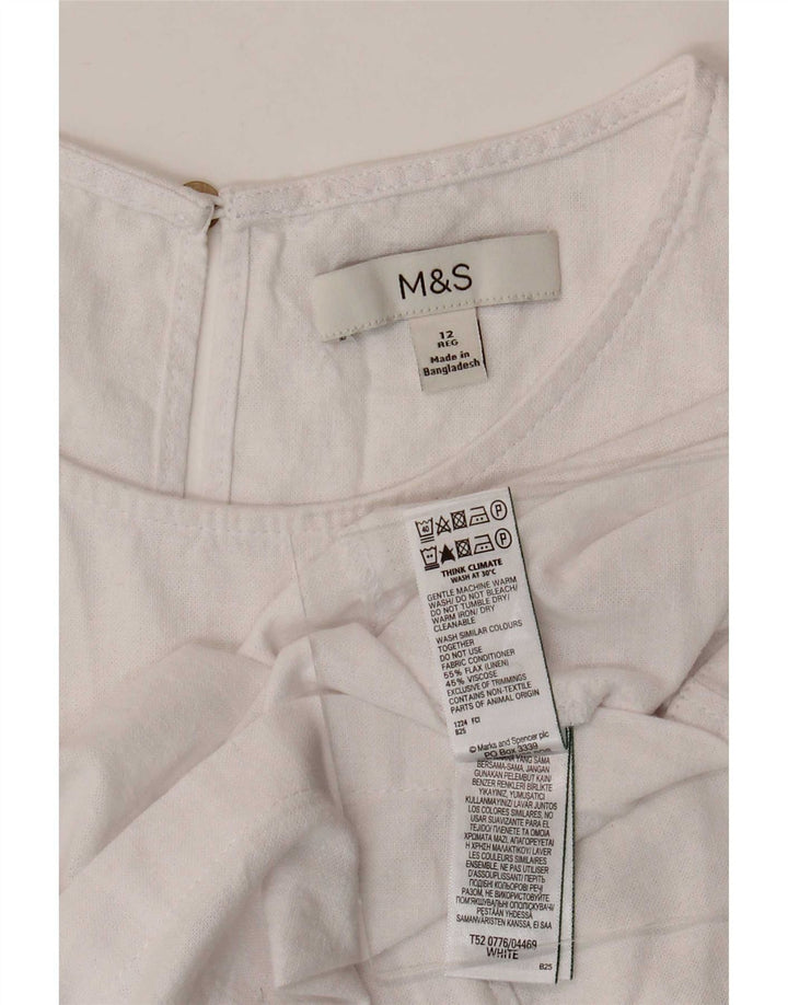 Marks & Spencer Damen Ärmelloses Basic-Kleid UK 12 Mittelweißes Leinen