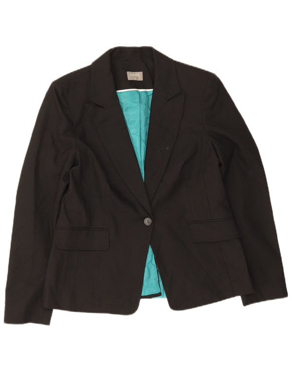 Oasis Damen-Blazerjacke mit 1 Knopf, UK 12, Mittelschwarz, Polyester