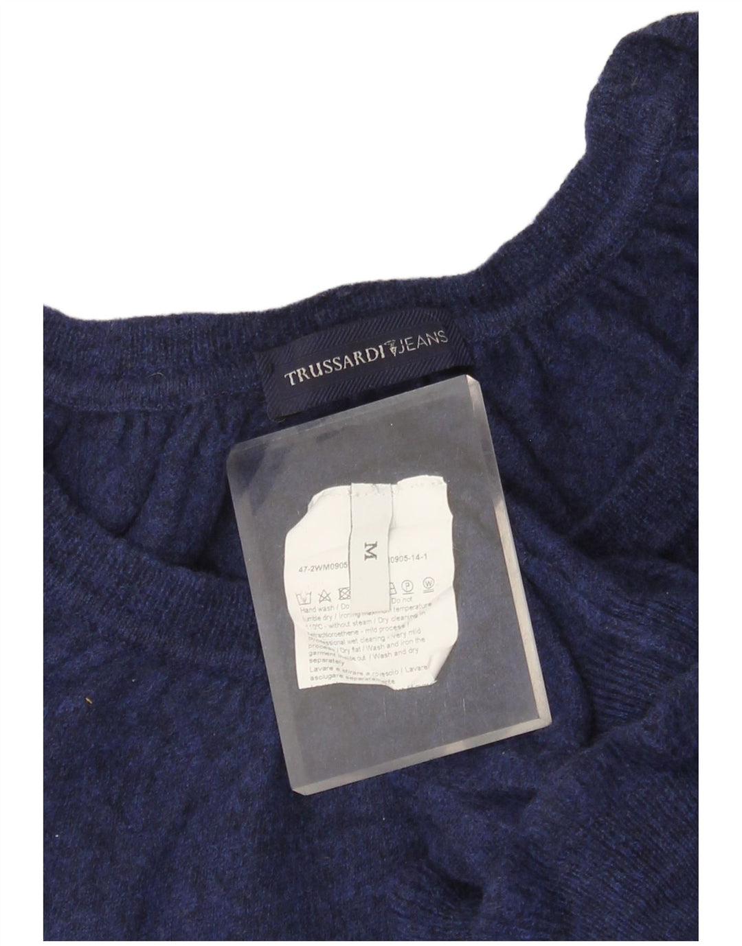 TRUSSARDI JEANS Damen-Pullover mit U-Boot-Ausschnitt, Gr. 12, mittleres Marineblau