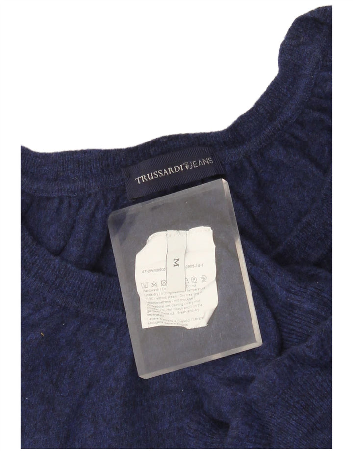 TRUSSARDI JEANS Damen-Pullover mit U-Boot-Ausschnitt, Gr. 12, mittleres Marineblau