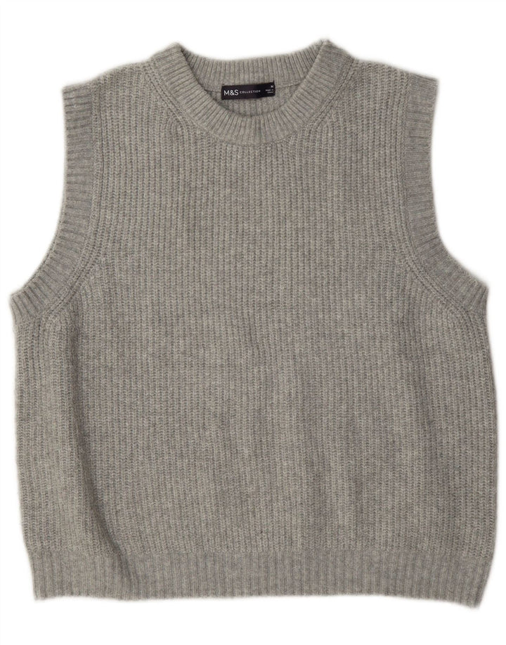 Marks & Spencer Damen Weste Tank Top UK 14 Mittelgraues Polyester