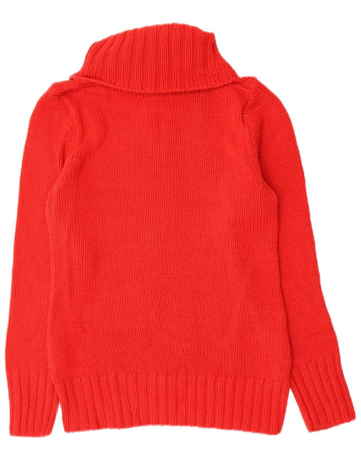 Vintage Damen Rollkragenpullover Pullover UK 12 Mittelrote Wolle
