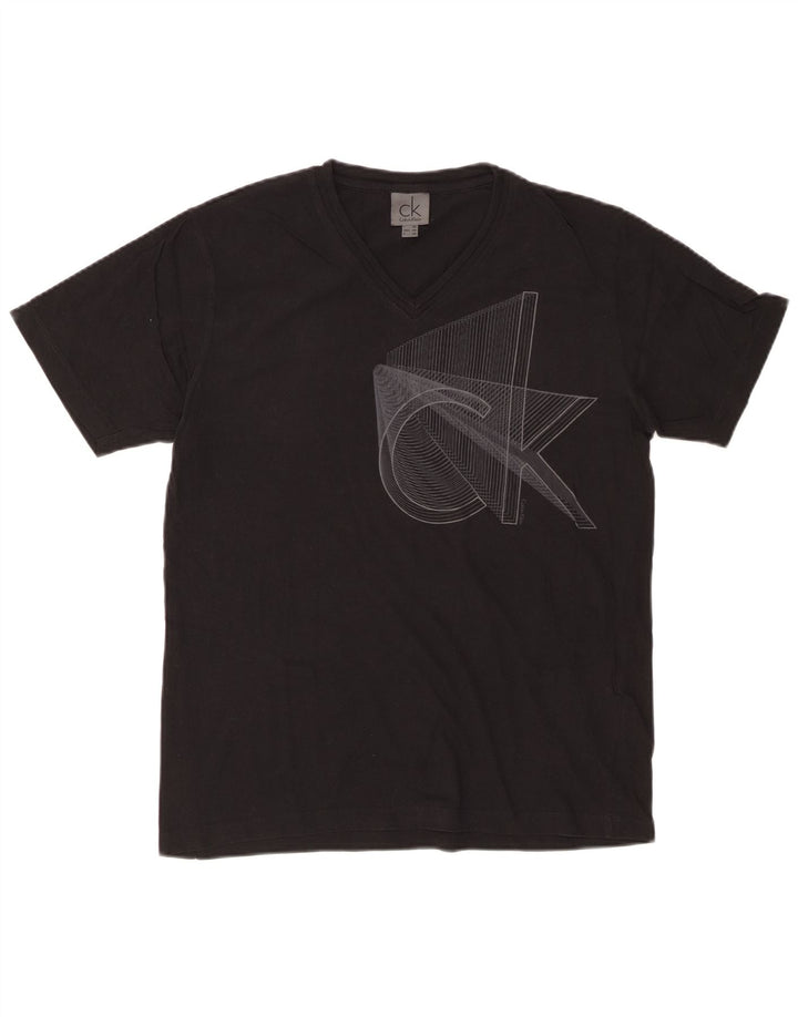 CALVIN KLEIN Herren Grafik T-Shirt Top IT 50 Mittelschwarze Baumwolle