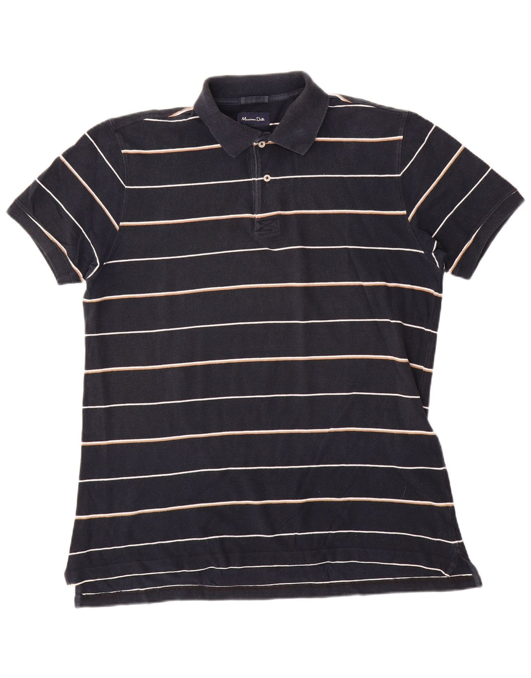 Massimo Dutti Herren-Poloshirt, groß, marineblau gestreift