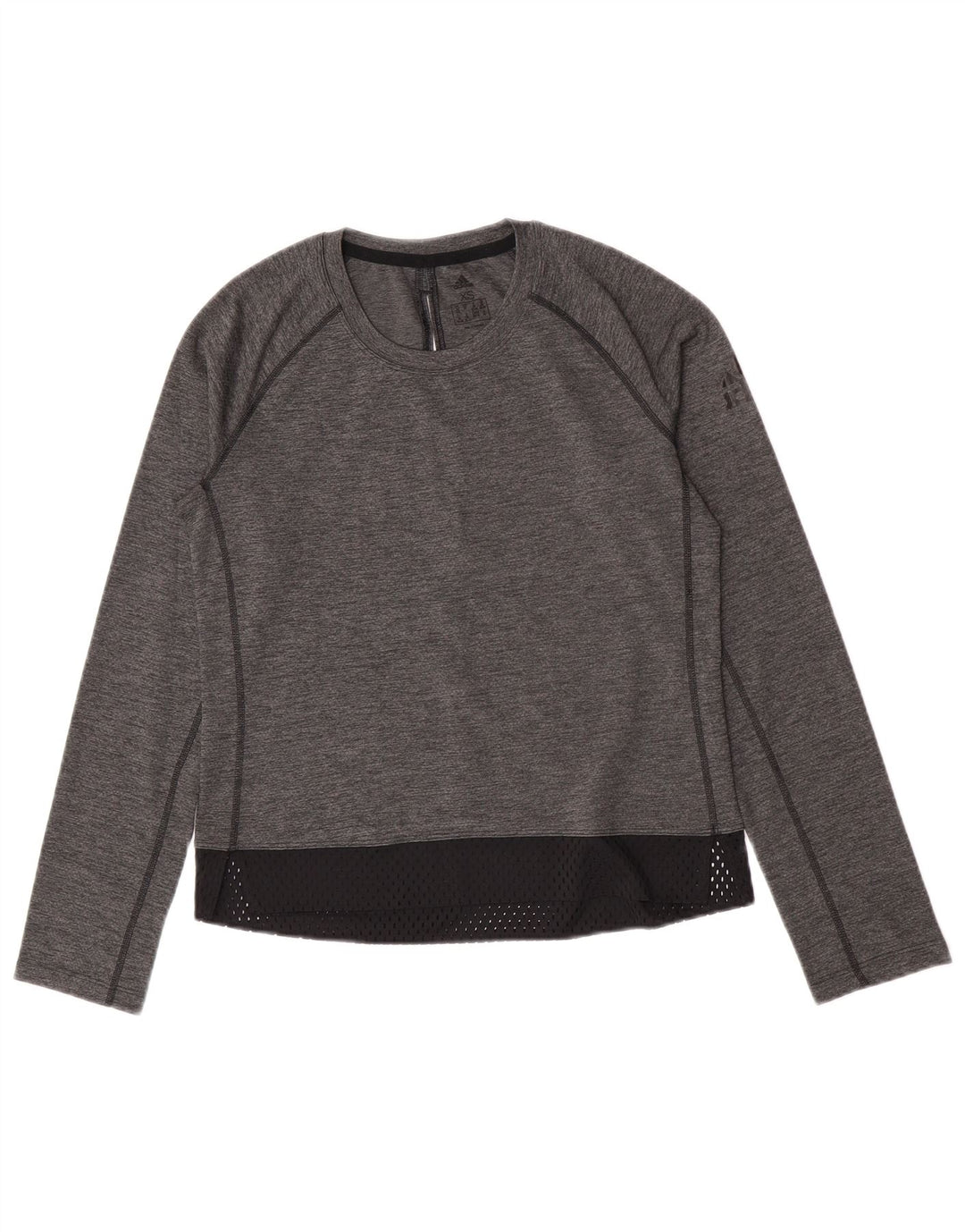Adidas Damen Top Langarm UK 4/6 XS Grau Colourblock Polyester