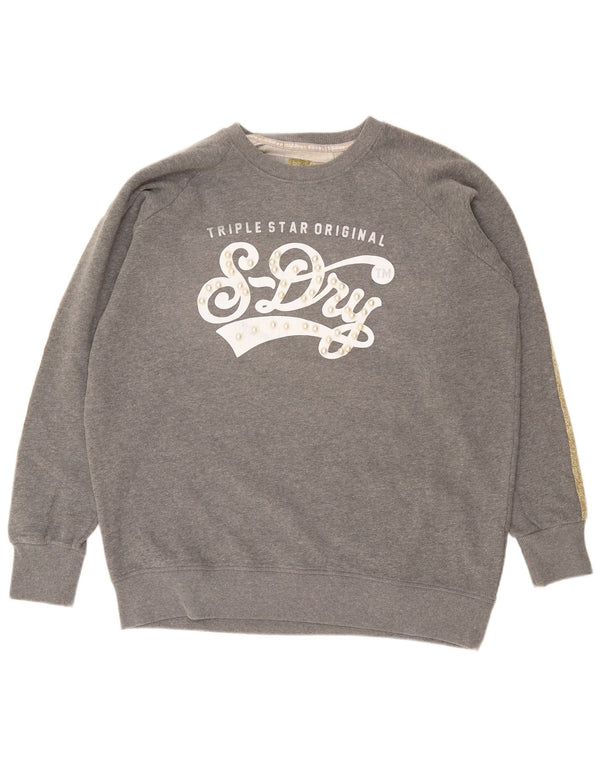 Superdry Damen-Sweatshirt in Übergröße, Größe UK 14, Mittelgrau, Farbblock