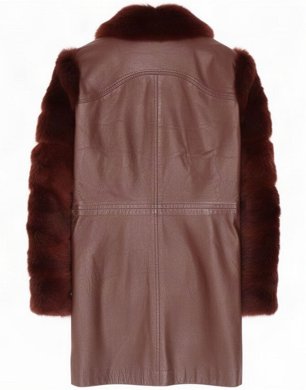 Vintage Damen Ledermantel UK 10 Small Brown