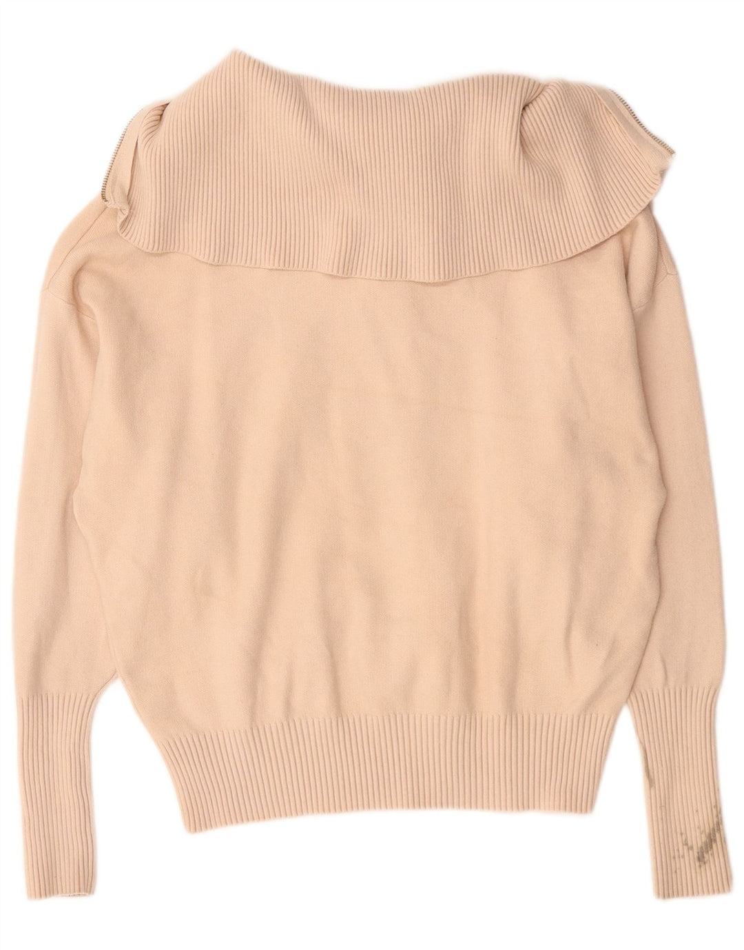 Zara Damen-Pullover, übergroß, mit Reißverschluss, UK 14, mittelbeige Viskose