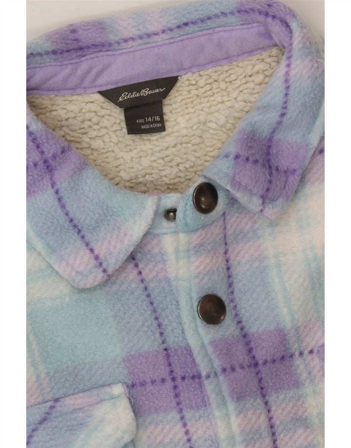 EDDIE BAUER Boys Sherpa Jacket 14-15 Years Purple Check Polyester Vintage Eddie Bauer and Second-Hand Eddie Bauer from Messina Hembry 