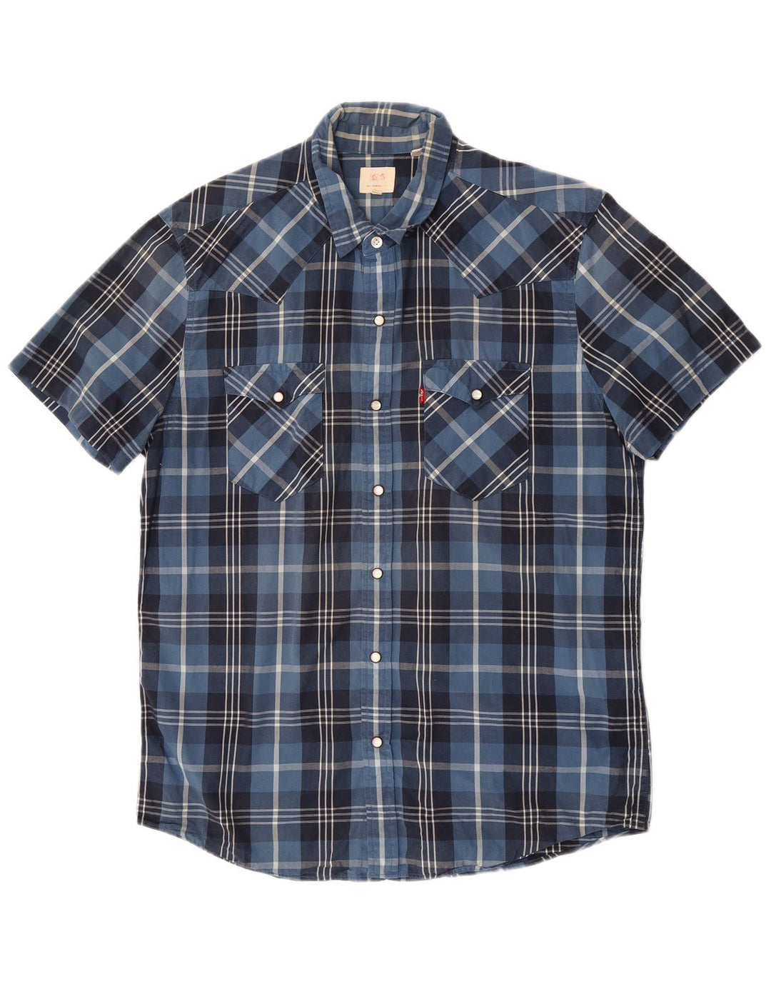 Levi's Herren-Kurzarmhemd, groß, blau kariert, Baumwolle