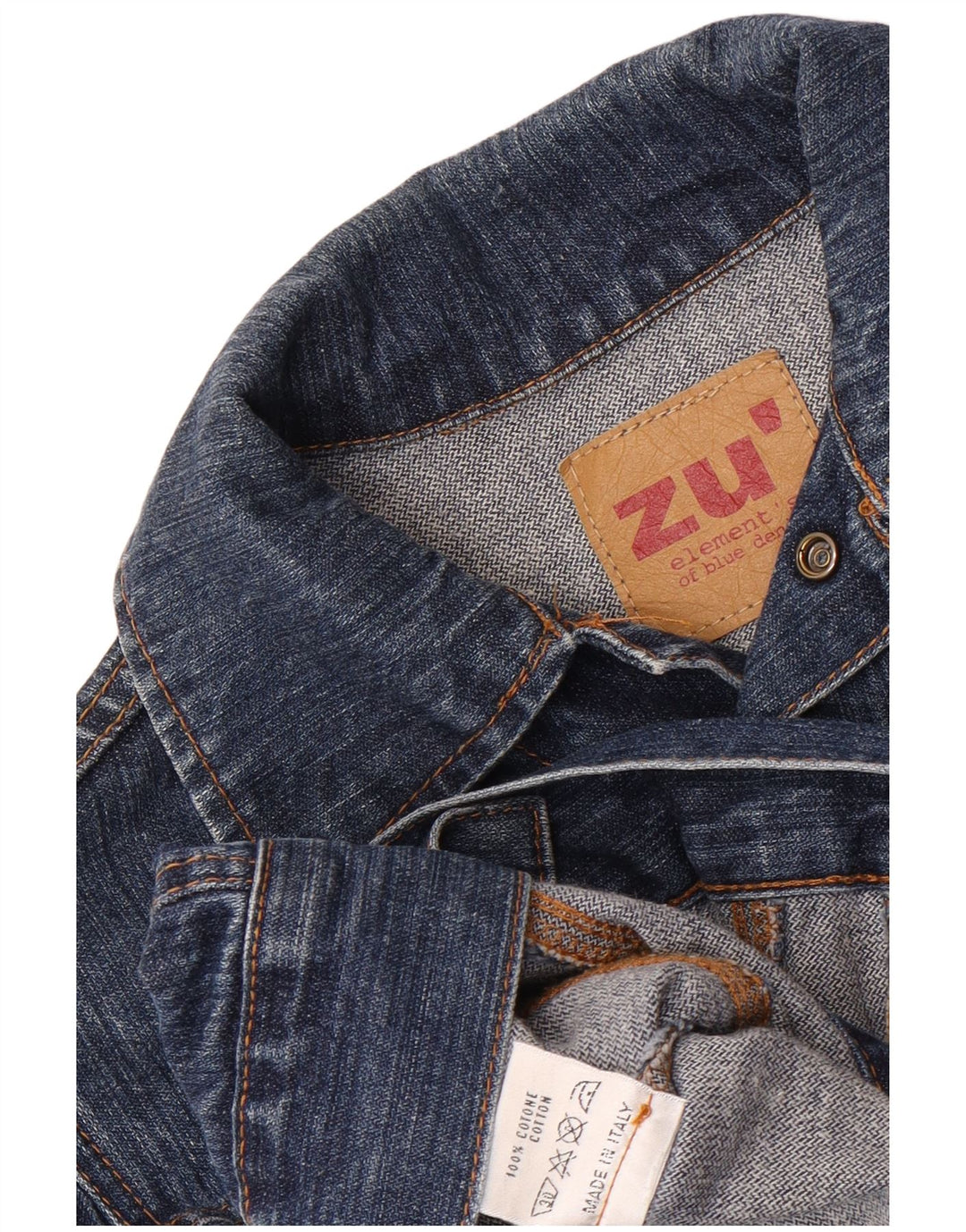 Zu Elements Damen Crop Denim Jacke IT 40 Small Blau Baumwolle