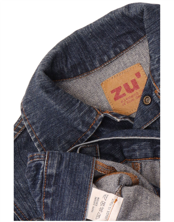 Zu Elements Damen Crop Denim Jacke IT 40 Small Blau Baumwolle