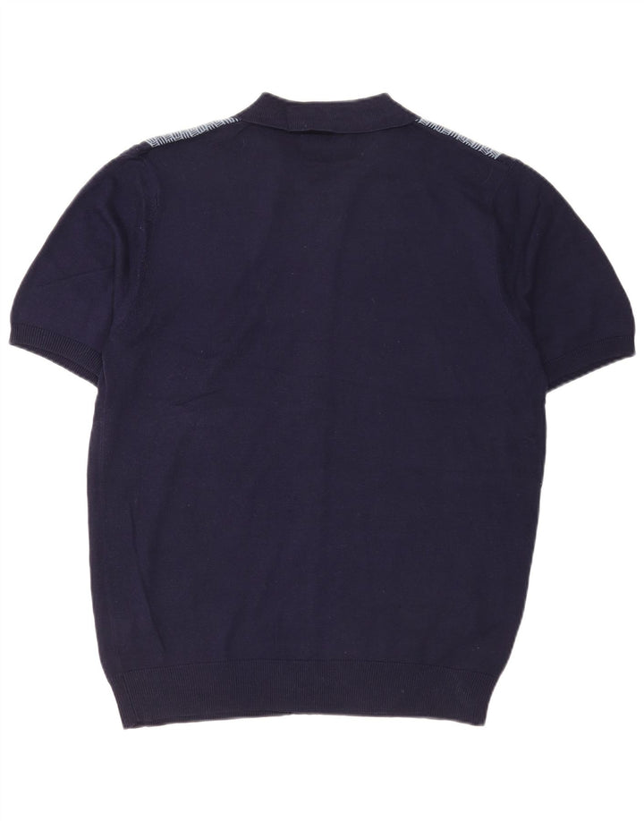 Pierre Cardin Herren Kurzarm-Strickhemd Mittelblau Geometrisch