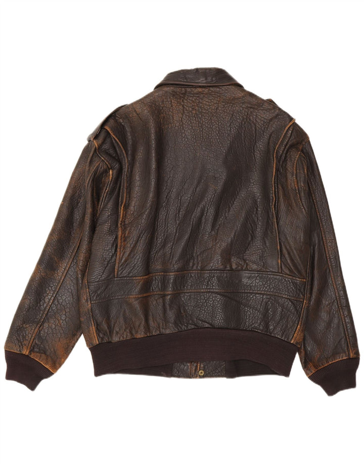 Vintage Herren Lederjacke IT 48 Mittelbraun