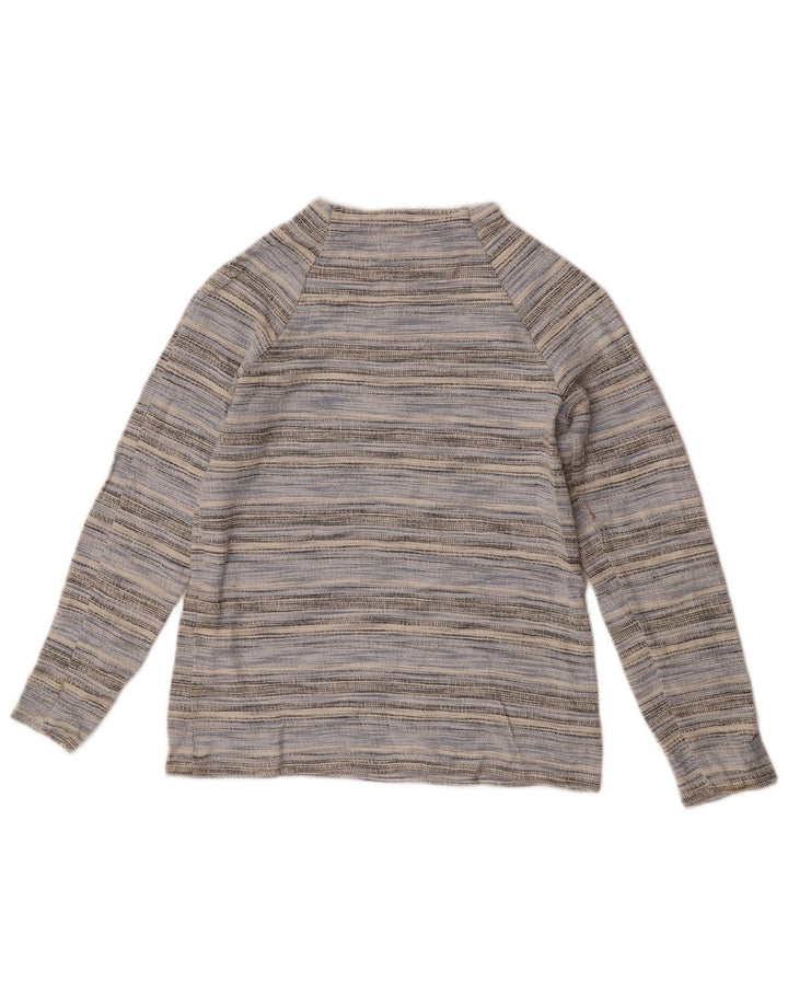 Oasis Damen Top Langarm UK 10 Small Blau gestreift Baumwolle