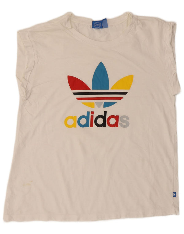 Adidas Damen Kurzarm-T-Shirt mit Grafik, UK 14, mittelweiß