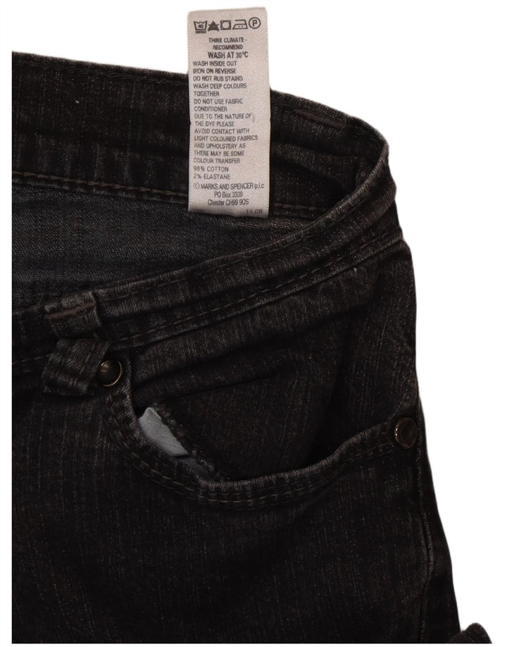 Marks & Spencer Damen Bootcut Jeans UK 10 Small W27 L29 Schwarze Baumwolle