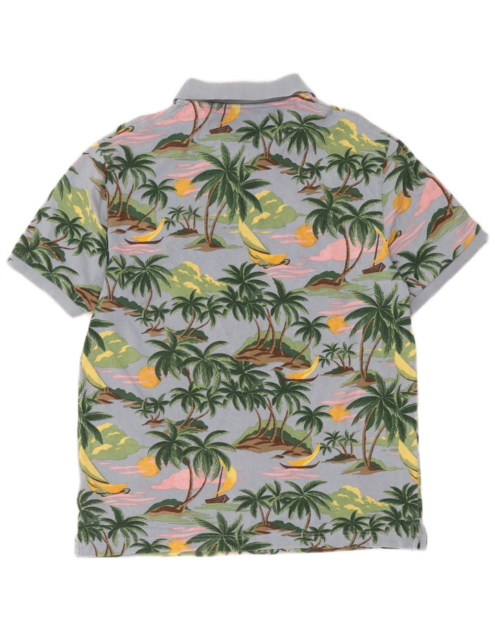 Gant Herren Hawaii-Poloshirt aus mittelblauer Baumwolle