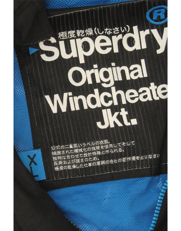 Superdry Herren Windcheater Regenjacke UK 42 XL Schwarz Nylon